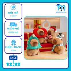 [ Sẵn Hàng ] Gấu bông chuột Capybara đội mũ Giáng Sinh Noel